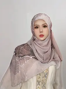 Modal scarf printed rayon Middle Eastern Arab headscarf custom soft lightweight breathable veil shawl long scarf