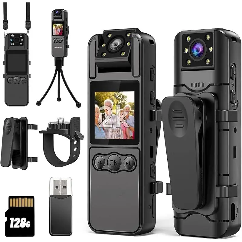 Body Camera with Audio and Video Recording 1080P FHD Mini Police Wearable Body Worn Cam Portable Small Personal Camcorder Sport Action Outdoor Video Recorder (128GB)