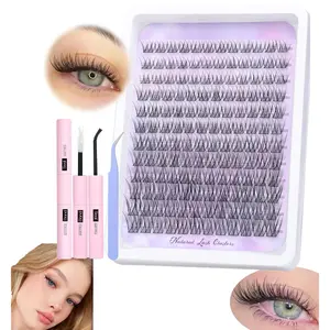 144 Pcs Natural Lash Clusters Kit, 10-16MM C Curl Waterproof Wispy Eyelash Extensions, DIY At Home Individual Cluster Lashes Extension Kit