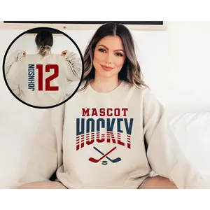 Custom Hockey Sweatshirt  Personalized Hockey Mom Shirt  Game Day Hockey Hoodie  Name and Number Hockey Sweatshirts  Custom Hockey Shirts