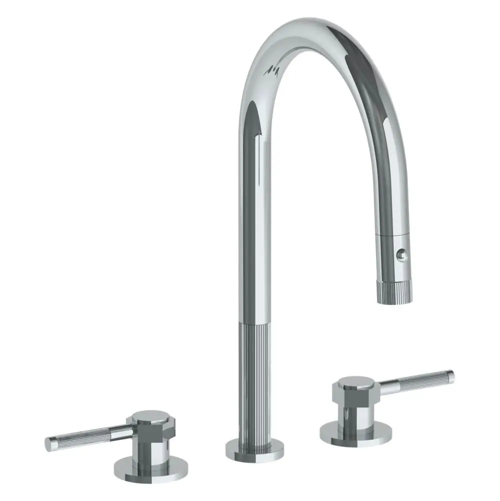 Watermark 111-7PG2-SP4 Deck Mounted 3 Hole Gooseneck Kitchen Faucet With Pull Down Spray