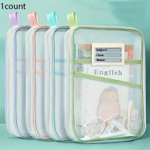 Transparent Nylon File Bag with Zipper Closure and Handle, A4 Size Lightweight Wire-Bound Folder, Document Organizer, File Storage, Ideal for Office, Books, Magazines, Manuals