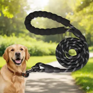 Heavy Duty Anti-Burst Dog Leash for Large Dogs, Chew-Proof Reflective Rope with Comfortable Padded Handle, Durable Outdoor Training Lead for Medium and Big Breeds, Anti-Lock Safety Leash for Night Walks