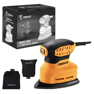 DEKO Electric Detail Sander, Equipped With 3 Multi-Function Sanding Pad Attachments, 12 Sandpapers, And A Dust Collection Box, Ideal For DIY Sanding Projects, Woodworking, Cabinet Refinishing, And More.