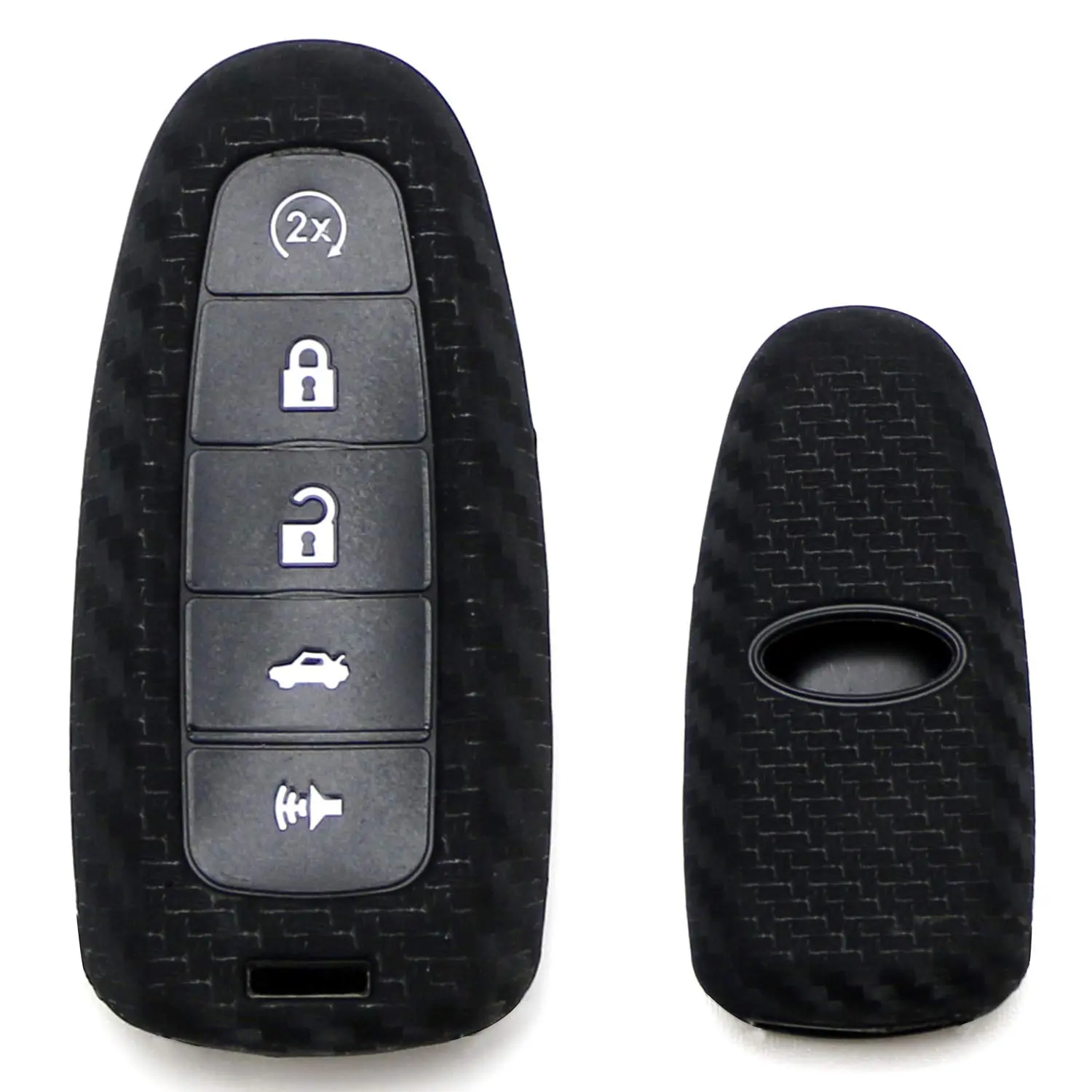 iJDMTOY Carbon Fiber Pattern Soft Silicone Key Fob Cover For Ford 2011-2017 Explorer, 2013-2016 C-MAX Flex Taurus, 2011-2017 Lincoln MKX MKS MKT (Black Twill Weave)