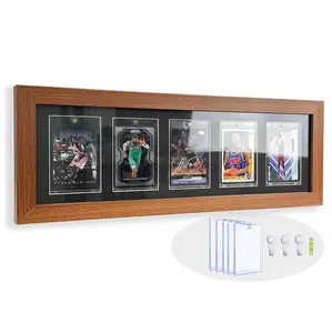 Trading Card Display Frame - Wall Mount Sport Card Display Case with UV Protection Magnetic Card Holder for 3 Standard Cards