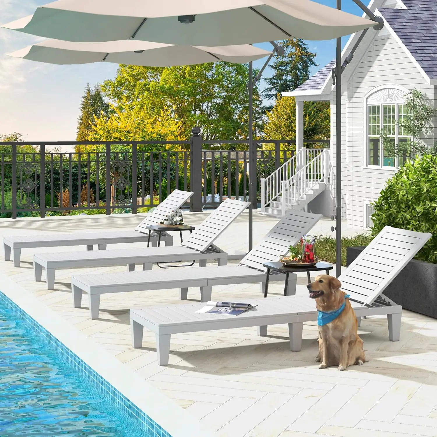 YITAHOME 1PC/2PCS Chaise Outdoor Lounge Chairs with Adjustable Backrest, Sturdy Loungers for Patio & Poolside, Easy Assembly & Waterproof & Lightweigh