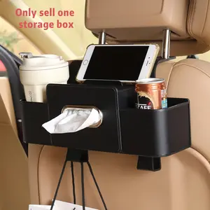 Car Seat Back Storage Box, Car Accessories, Multi-functional Car Seat Organizer with Tissue Box, Dual Cup Holder, Trash Compartment, Phone Holder, Dual Hook Design for Hands-Free Convenience - Automotive Interior Accessory