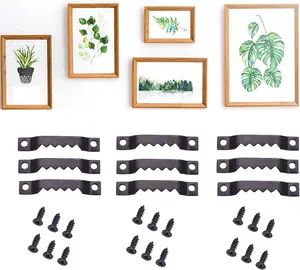 50 Pack Small Sawtooth Picture Hangers - Steel Picture Hanging Solutions with Screws, for Hanging Clock Paintings Artwork Frame Hooks (Black)