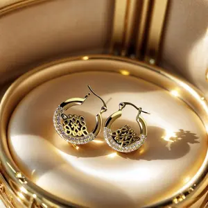 18K Gold Plated Filigree Hoop Earrings for Women Sparkling Cubic Zirconia Huggie Hoops 2026 Trendy Vintage Elegant Statement Jewelry Hypoallergenic Nickel Free Non Tarnish Waterproof Lightweight for Daily Party Wedding Anniversary Gift for Her Teen Girls