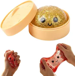 Glitter Dumpling Squeeze Toy — 2026 New Bun-Shaped Stress Ball (Includes Steamer Case); An Essential Stress Reliever (Glitter Gold) — Random Color Shipped release pressure adult novelty gift