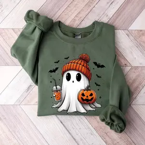Cute Ghost Sweatshirt, Funny Spooky Sweatshirt, Womens Ghost Sweatshirt, Spooky Season, Halloween Party Shirt, Fall Ghost Shirt - LORA ATCHER