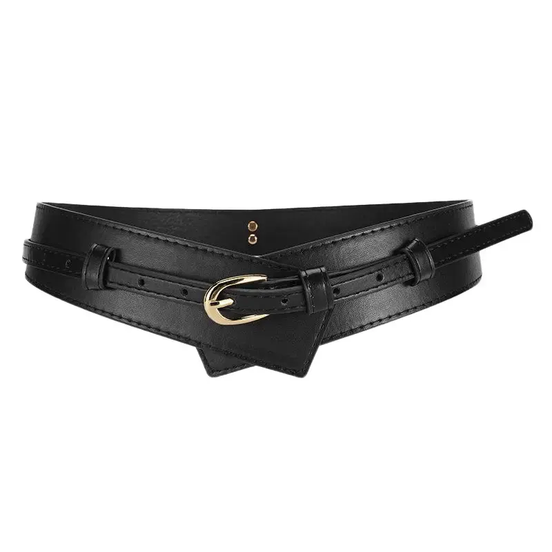 Elegant 2-in-1 Women's Waist Belt, Adjustable Wide Cincher with Classic Buckle Strap for Dresses and Coats, 105 cm Black, Elegant Classic Buckle, 2-In-1 Women's Belts, 1.2 Cm, 3–5 Cm