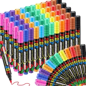 60 Count Liquid Chalk Markers Bulk, 12 Assorted Colors,  Round Tip Chalkboard Markers for Glass Blackboard Whiteboard, Quick Drying  Poster Pens for Office, Art Supplies