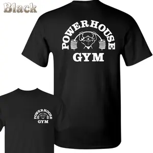 Powerhouse Gym T-Shirt - Strong Muscle Graphic With Barbell Print , Classic Gym Logo On Front And Back , Bold And Athletic Look . Fitness Apparel , Workout Tee , Bodybuilding Style , Unisex Fit , Daily Gymwear , Gift For Lifters
