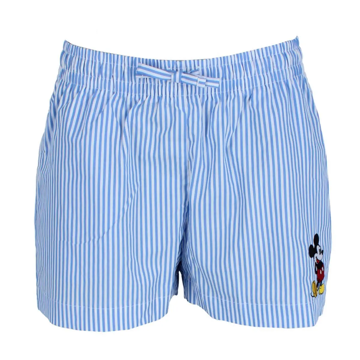 Jerry Leigh Women's Elevated Mickey Mouse Embroidered Striped Short, Pajama Tops