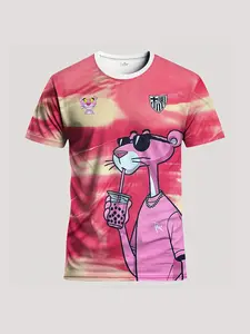 Pink Panther Themed Men'S Football Jerseys | Crew Neck Comfort Sports Tops - Ideal for Matches, Training, Daily Leisure and Gifting | Slight Stretch Fabric, Geometric Pattern, Suitable for Spring/Summer/Fall
