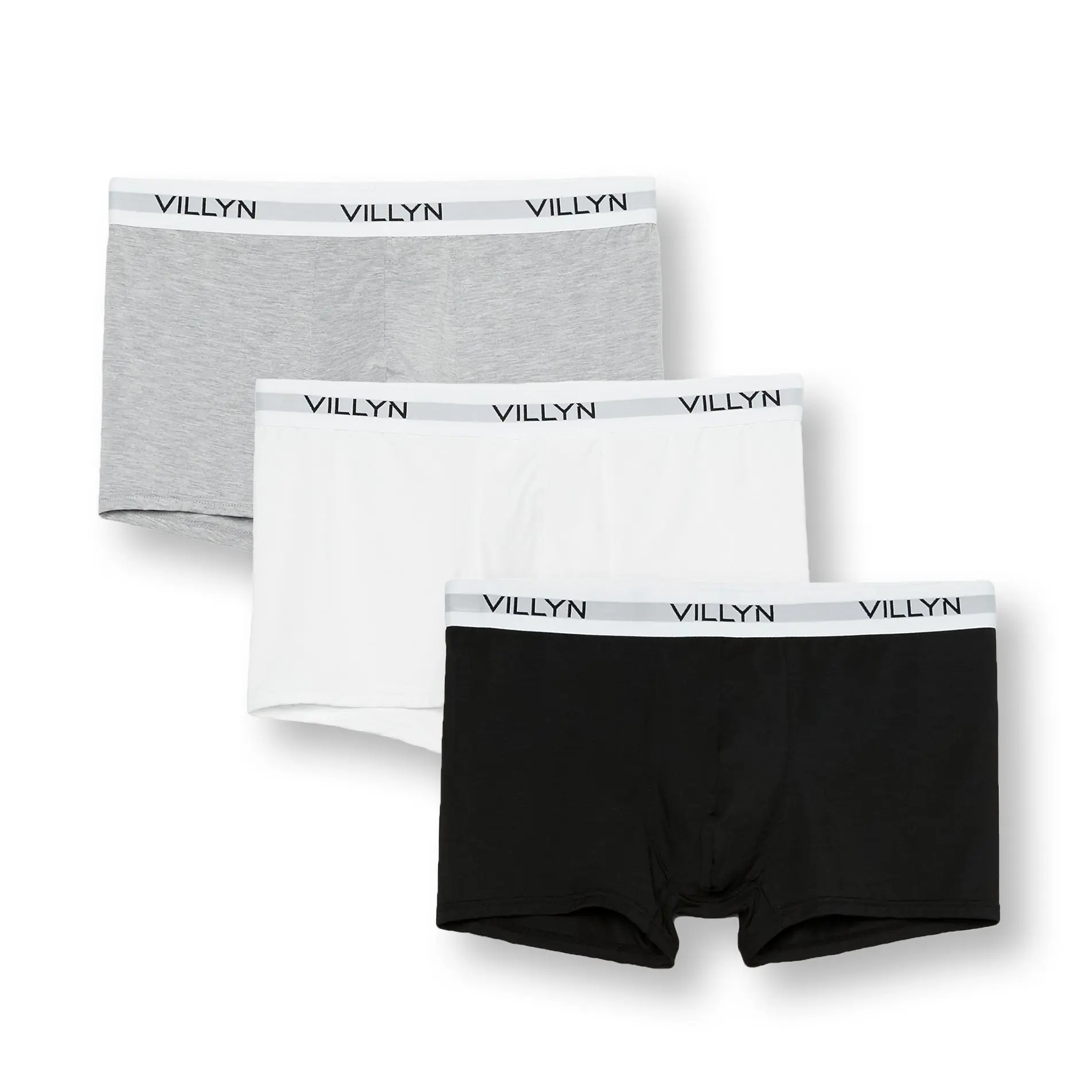 ORIGIN 3-Pack Modal Boxer-Trunks in Super Soft Modal Fabric for Men Black / Grey / White