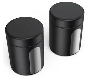 Glass Storage Jar (4 oz), 2 Pack Premium Food Grade Visual Container with Child Resistant Cap, Small Waterproof Bottle Multipurpose Container for Coffee Beans Nuts Teas Spices(120ml)