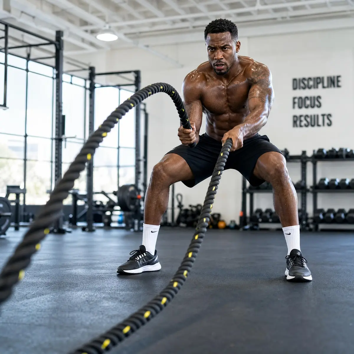 Heavy Duty 3-Strand Rope - 14.5LB, 27ft, Non-Slip Handles, Durable for Home & Gym Full Body Core Strength HIIT Training