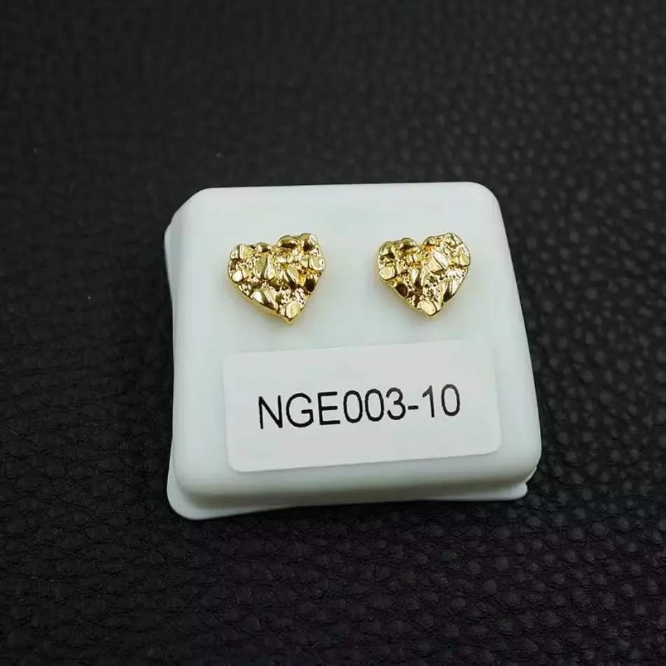 Gold nugget heart earrings 10MM