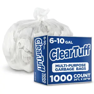 Clear Trash Bags - 6-10 Gallon (1000 Bags)