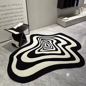 Creative and Striped Carpet for Living Room and Bedroom, Pet-Friendly Non-Slip Mat, Soft and Washable Indoor Rug, Geometric Pattern Rug, Modern Abstract Rug, Machine Washable Rugs