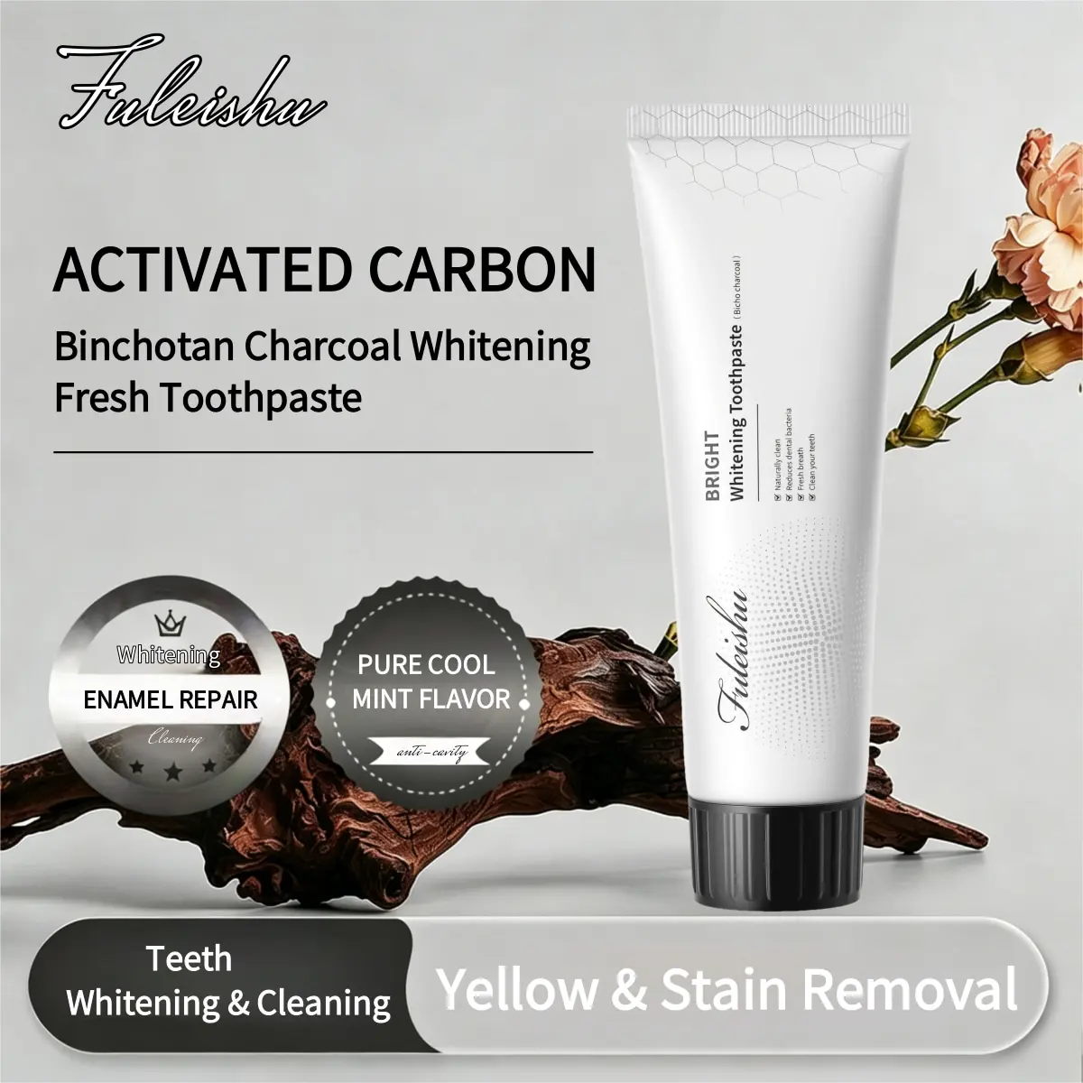 Whitening Toothpaste with Charcoal – Dual-Action Formula with Enamel Care Ingredients, Designed for Sensitive Teeth, Helps Protect Against Cavities