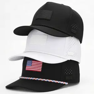 Curves & Clubs American Flag Golf Hats 3-Pack – White, Black, and Blackout Performance Rope Cap – Perfect Golf Gift