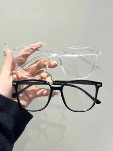 Clear Lens Eyeglasses, Square Frame Glasses, Stylish Square Frames, Simple Style Eyeglasses for Women & Men, Fashion Eyeglasses for Work, Daily Clothing Decor, Perfect for Student Daily Use