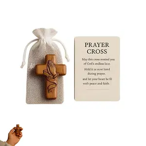 Hand-Carved Classic Pocket Prayer Cross Gift Ensemble,Wooden Cross Set,Hand-Carved Wooden Crosses,A Cherished Symbol of Peace, Handmade Portable Catholic Altar for Daily,Christian Religious Keepsake, Religious Decoration, Religious Home Decor