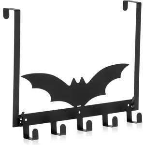 Over The Door Hooks Gothic Shelf Halloween Wall Decor Towel Holder for Bathroom Door Mount Wall Mount Towel Rack(Bat)