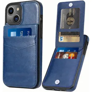 iPhone 14 Wallet Case with Credit Card Holder for Women Men PU Leather Wallet Case for iPhone 14 Case 6.1 inch (Blue)