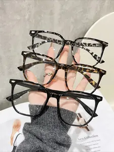 3 pairs of women's and men's fashionable square large-frame multi-color flat glasses combination, suitable for reading, games, computers, mobile phones, clear glasses, anti-blue light, Fashionable Frames Glasses