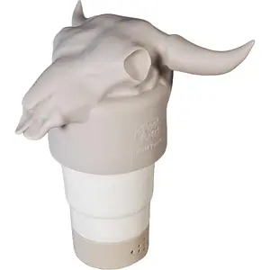 Cow Skull Floating Pool Chlorine Dispenser - Large Capacity Floater for 3'' Tabs, Adjustable Flow, Unique Added Buoyancy, Weather Durable PP & ABS