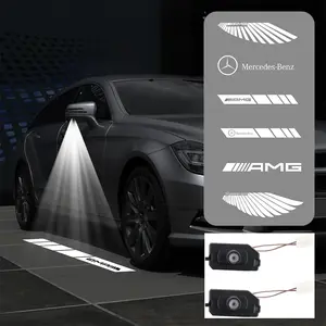 2pcs LED High-Definition Rearview Mirror Logo Projection Lights, Compatible with Mercedes-Benz Amg W203 W206 W220 W205 W211 W212, Car Light Embellishments