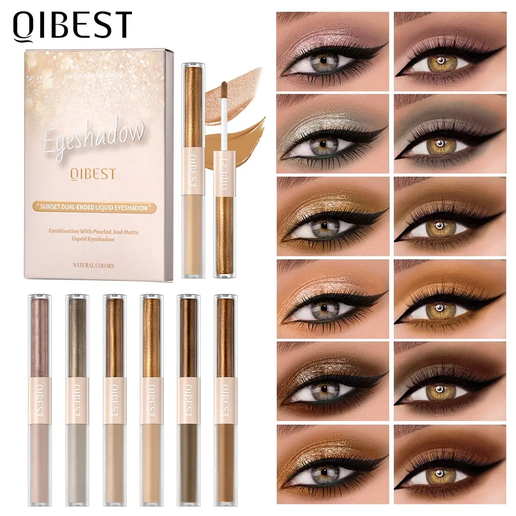 6pcs/set Double-ended Liquid Eyeshadow, Glitter And Matte Radiant Eye Shadow, Shimmering Liquid Highlight Stick, Daily Cosmetic Makeup Set For Women Girls, Eye Makeup Products