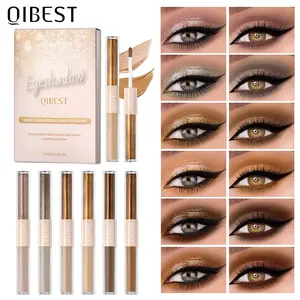 6pcs/set Double-ended Liquid Eyeshadow, Glitter And Matte Eye Shadow, Shimmering Liquid Highlight Stick, Daily Makeup Set For Women Girls