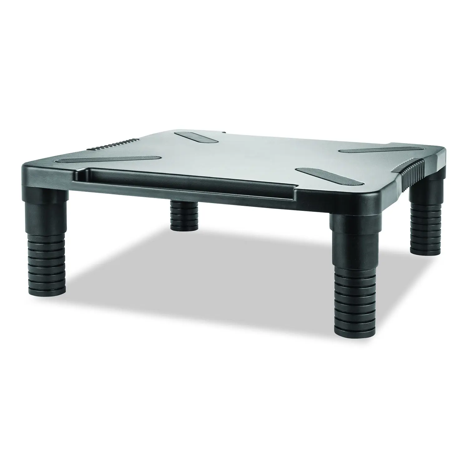 Innovera Single-Level Plastic Monitor Riser - 13.13" x 13.5" x 4", Black, Flat Panel Fit, Monitor Elevation for Office Workstation, IVR55010