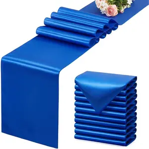 12 Pack Royal Blue Satin Table Runner 12x108 Inches Long, Silk-Like Smooth Table Decor for Wedding Prom Event Party