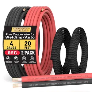 4 Gauge   Kit - 20FT Red and 20FT Black OFC Pure Copper Wire for Automotive, Solar, Generator, Marine  Applications