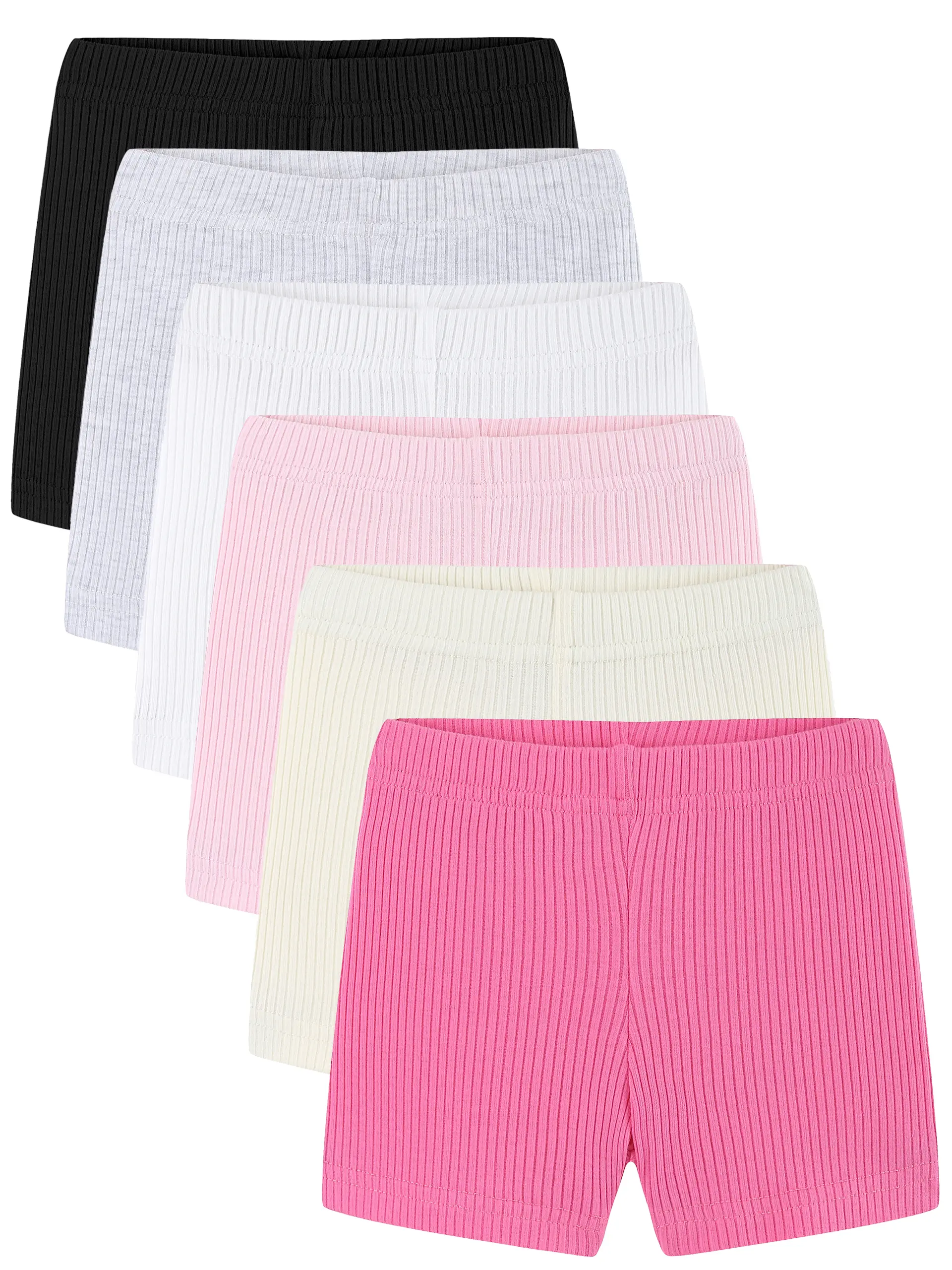 white bike shorts for under dresses Placlothes Girls Ribbed Bike Shorts White | Safety & Play Shorts for Under Dresses | Soft Stretch Kids to Big Kids 2t-13