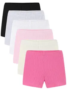 Bumeex Girls Bike Shorts Cartwheel Biker Kids 6 Pack Spring Summer Clothes Safety Shorts Under Dress Dance Size 2-12 Years Black/Grey/White/Ivory/Lt Pink/Dark Pink