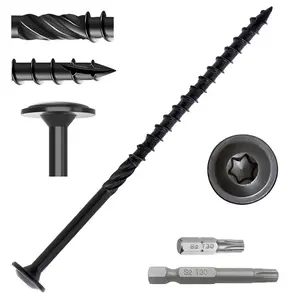 #14 x 5 Inch Heavy-Duty Deck Screws,  80 count Black Coated Torx/ Drive  Structural Lag Screws, Rust Resistant Timber Screws Fence Screws with 2 count T30 Torx Drive Bits