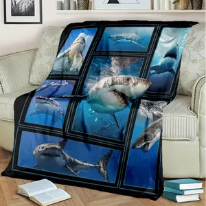 Shark Flannel Blanket For All Season, Cozy Warm Soft Blanket For Travelling
