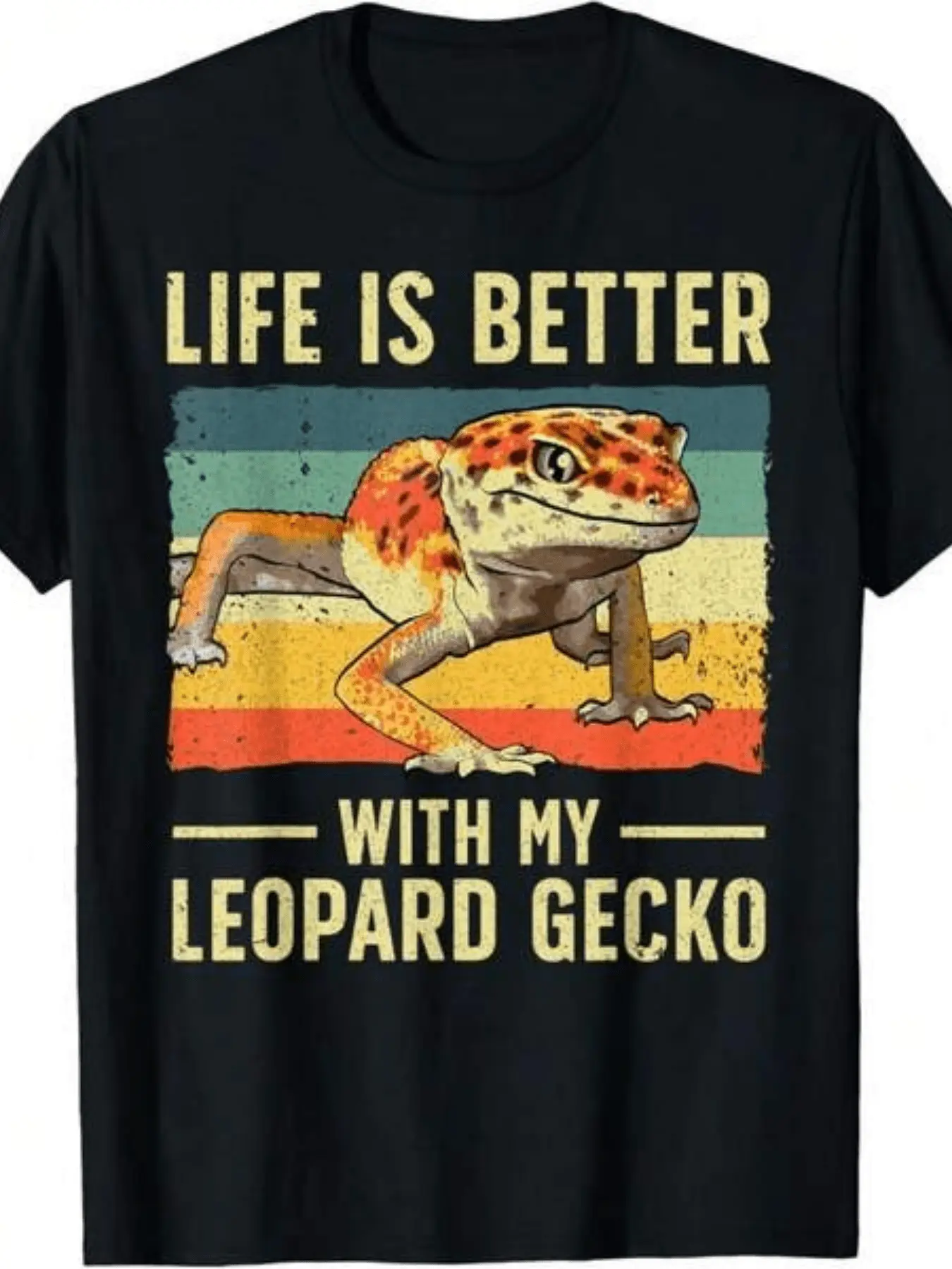 Leopard Gecko Lover T-Shirt _ Comfortable Graphic unisex soft cotton short sleeve t shirt, vintage graphic casual tee for men women teens, perfect birthday holiday gift for camping travel gym daily street  wear