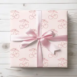 Chic Red Cherry Line Drawn Gift Wrap