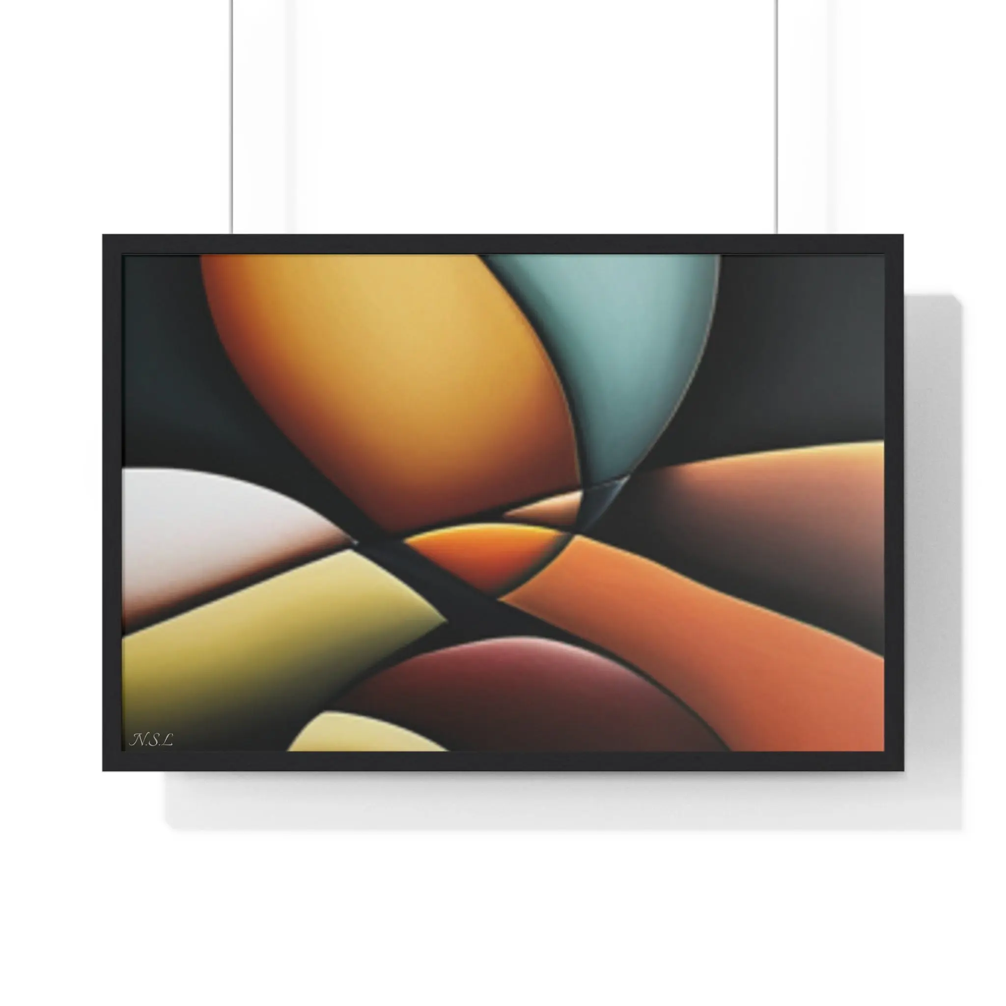 Retro Harmony: Earth Tones Abstract Framed Poster