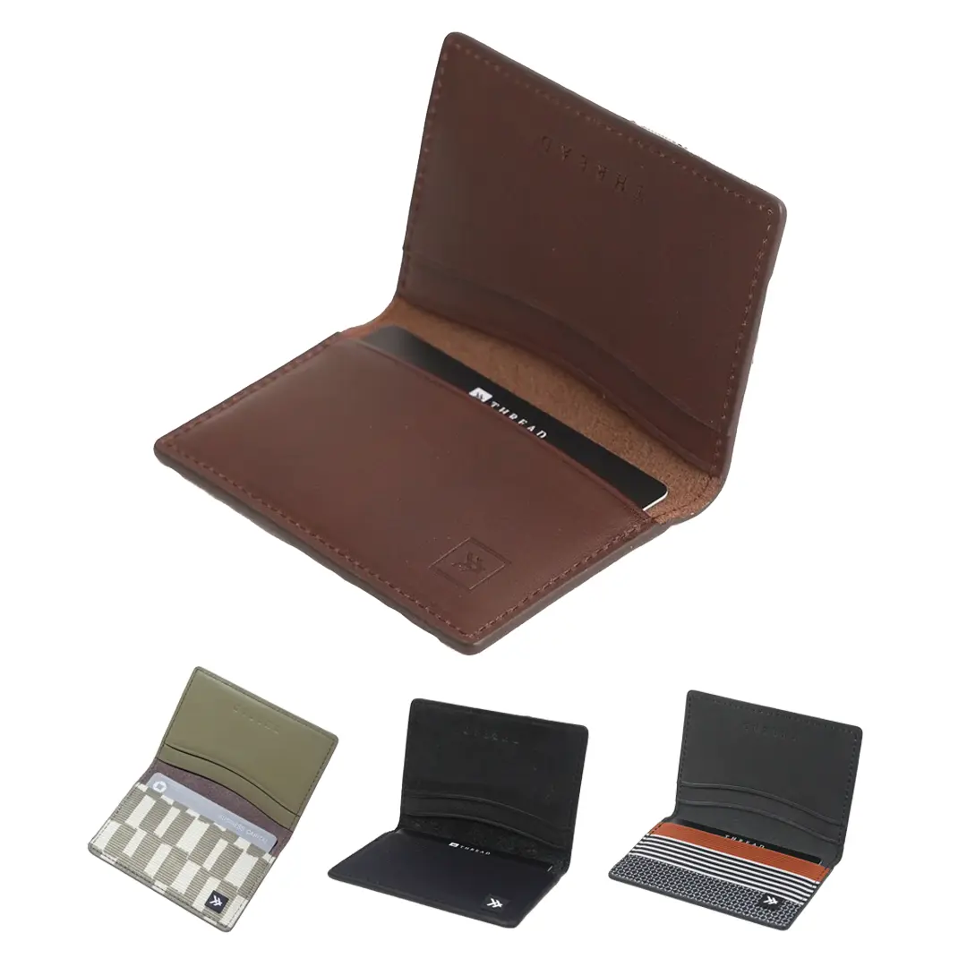 Thread Wallets Minimalistic Bifold Leather Business Style Wallet - Elegant Plain Pattern, Slip-On Closure, 3 RFID Protection Pockets, Signature Elastic Pocket, Holds 4-10 Cards, 3.8in x 2.75in, Leather Wallet