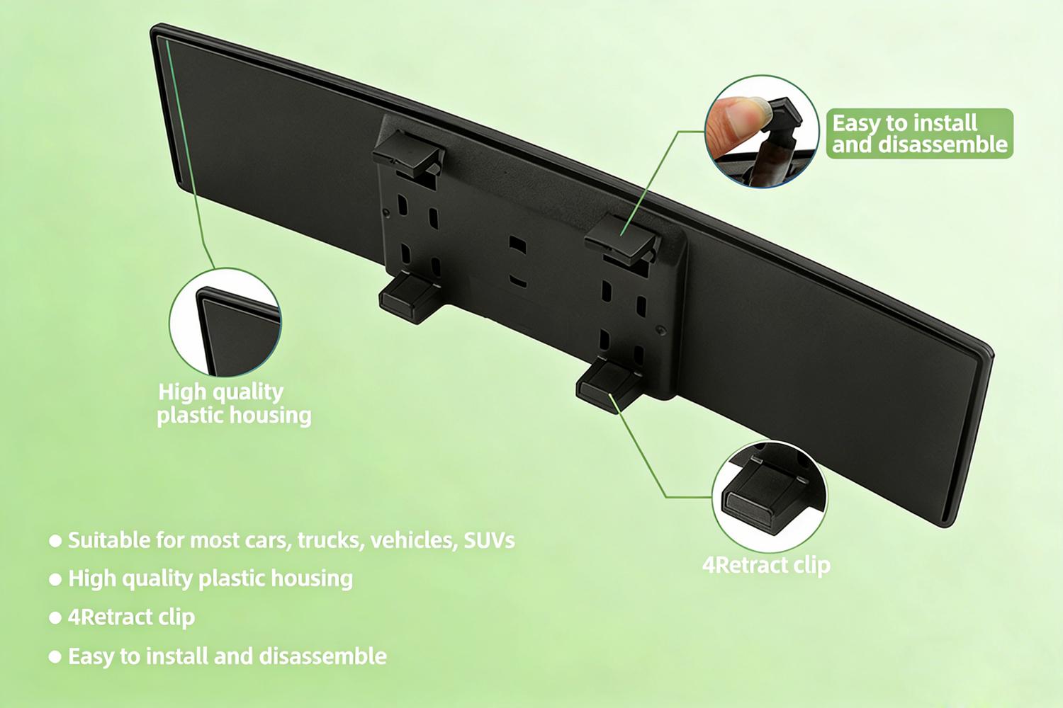 Universal Blind Mirror, Panoramic ConvexCar Rearview Mirror, 11.81 Inch Real View Mirror for Car SUV, Trucks ,  Reversible Passengers, High-Quality Glass Anti-Fall Design, Easy Install Rearview Mirror